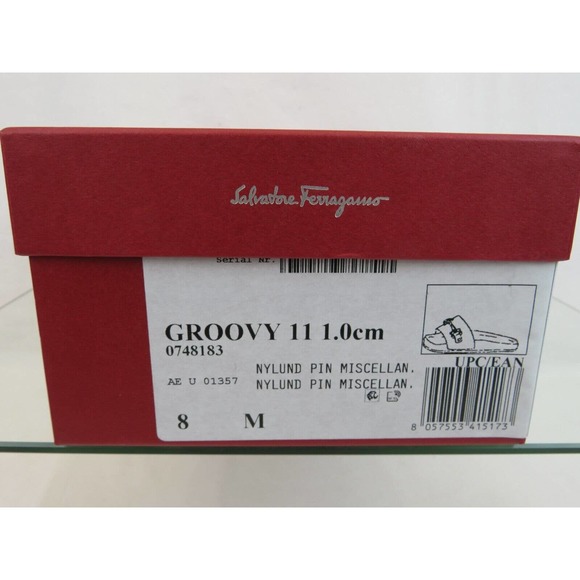 NIB FERRAGAMO GROOVY 11 PINK RUBBER SILVER GANCINI BIT LOGO SANDALS SLIDES 8 M - Picture 13 of 13